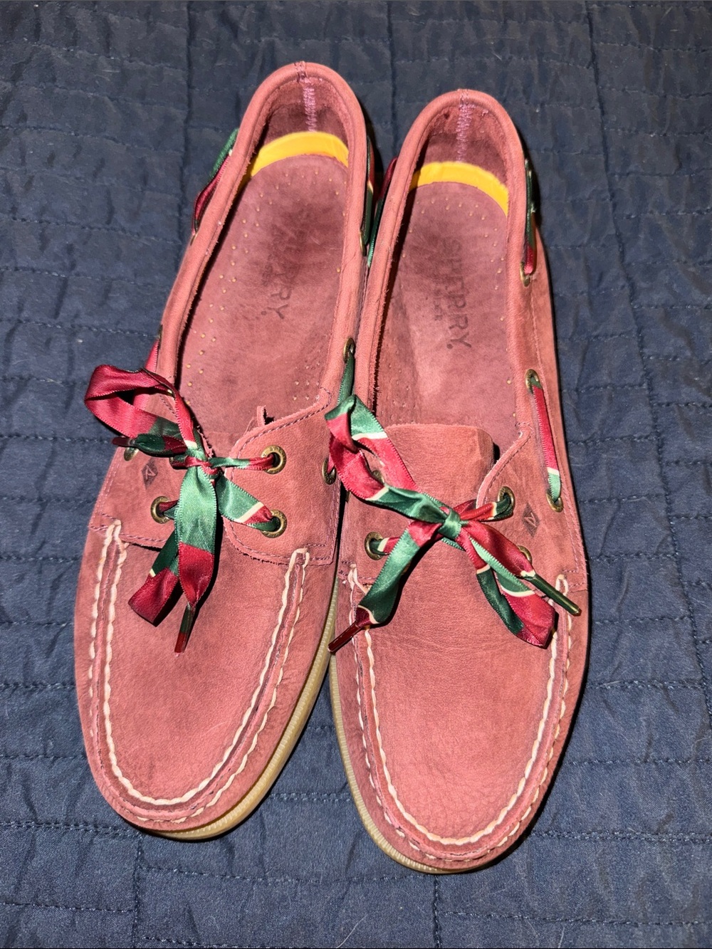 Sperry’s Women’s Suede Boat Shoes with satin Ribbon Laces
